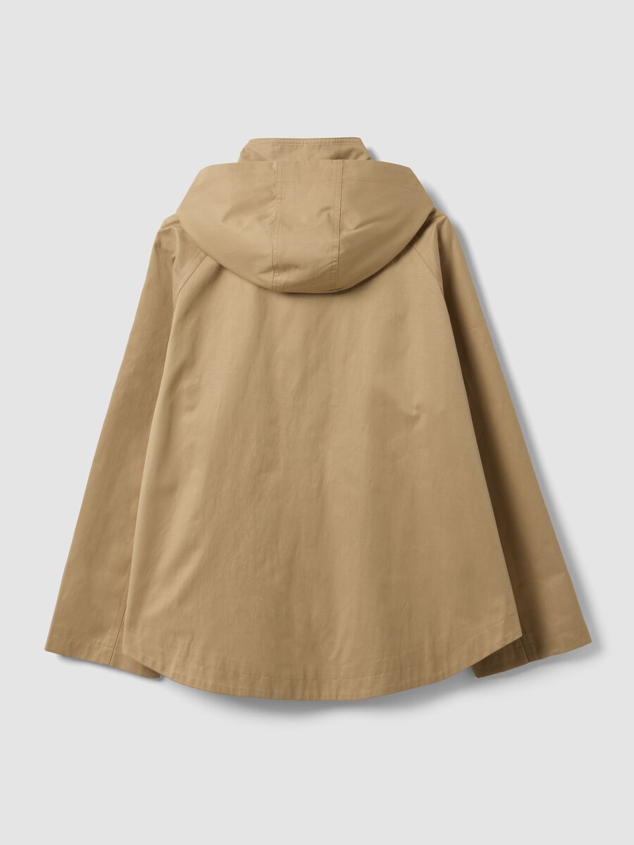Beige cotton-blend parka with hood, regular fit_1