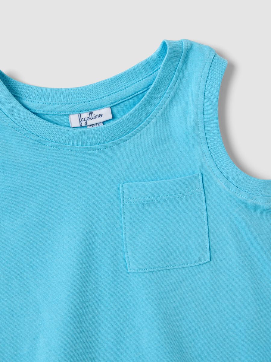 Bipack di tank top azzurri in puro cotone_2