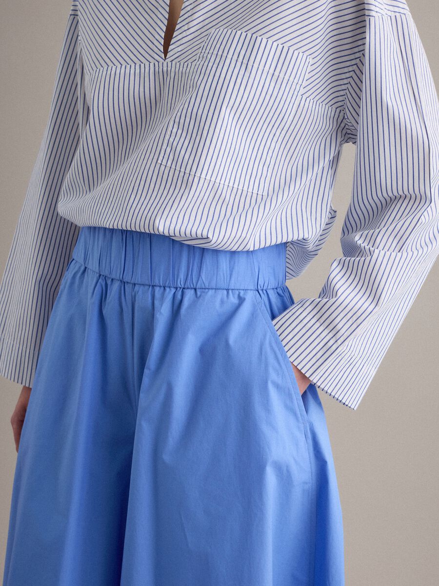 Long sky-blue skirt in pure cotton_3