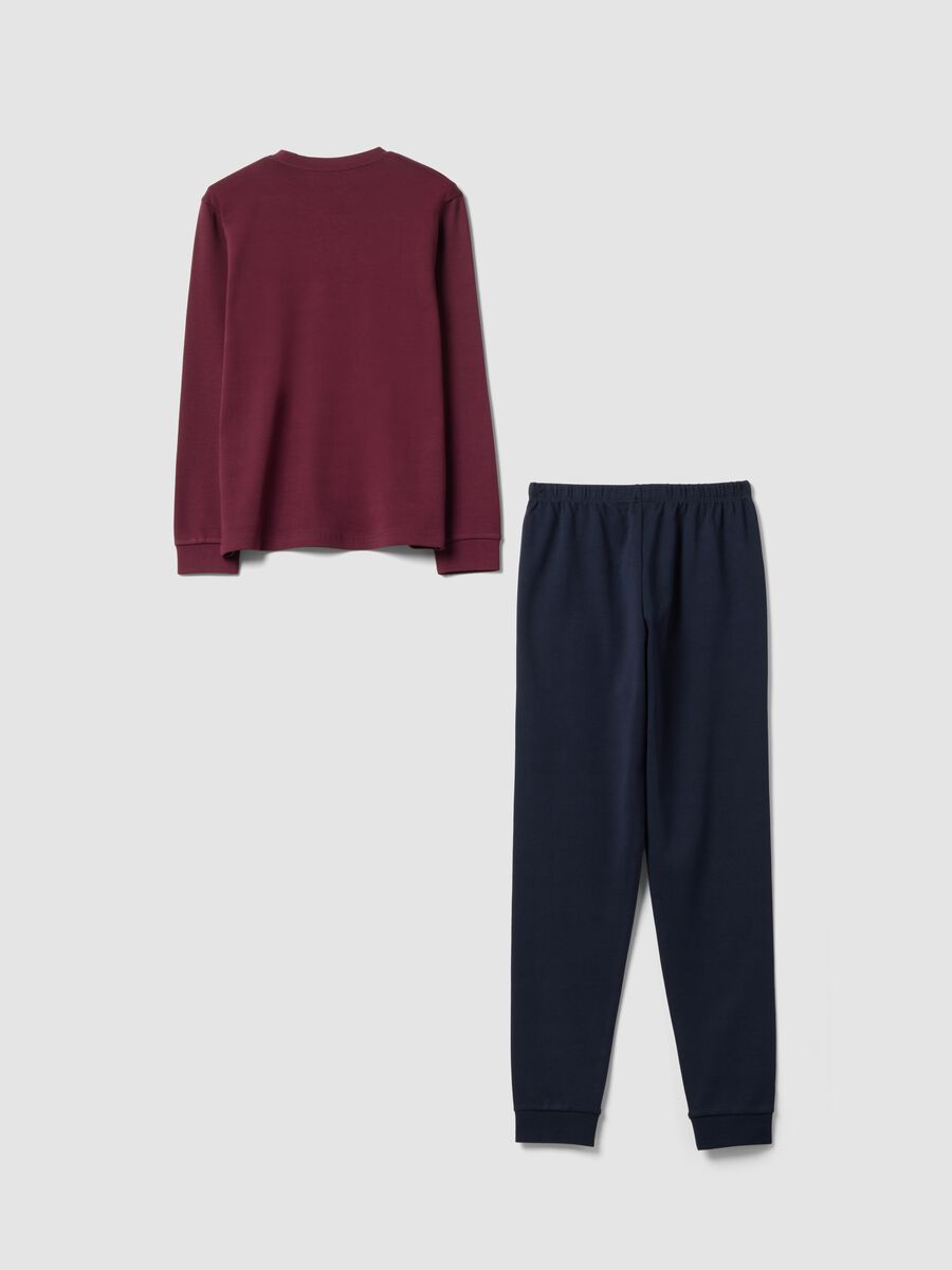 Multicoloured organic cotton pyjamas with "Good Mood" slogan for boys_1