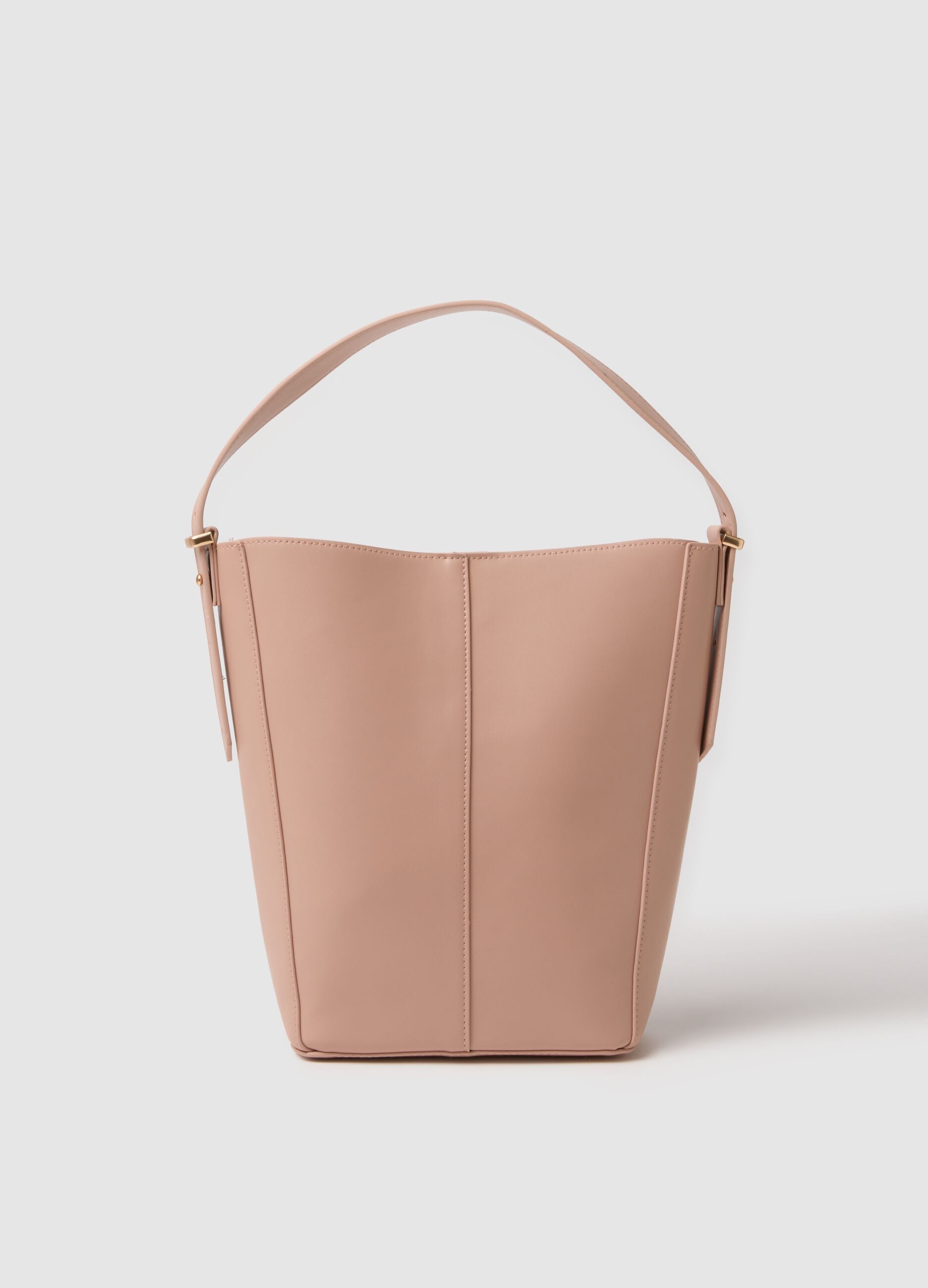 Pink bucket bag with gold details