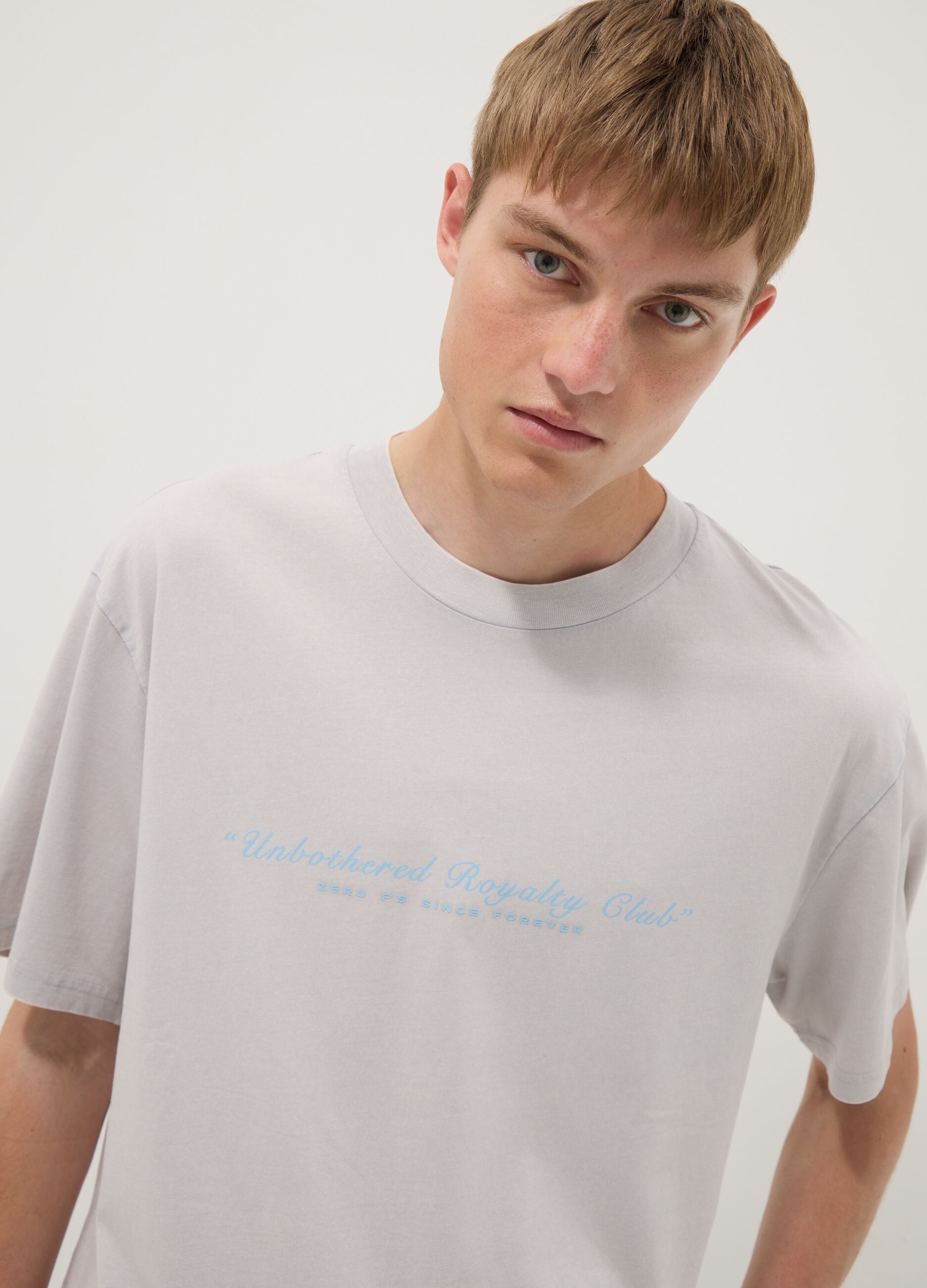 Grey short-sleeve pure cotton T-shirt