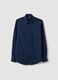 Blue slim-fit shirt with classic collar, easy-iron finish_0