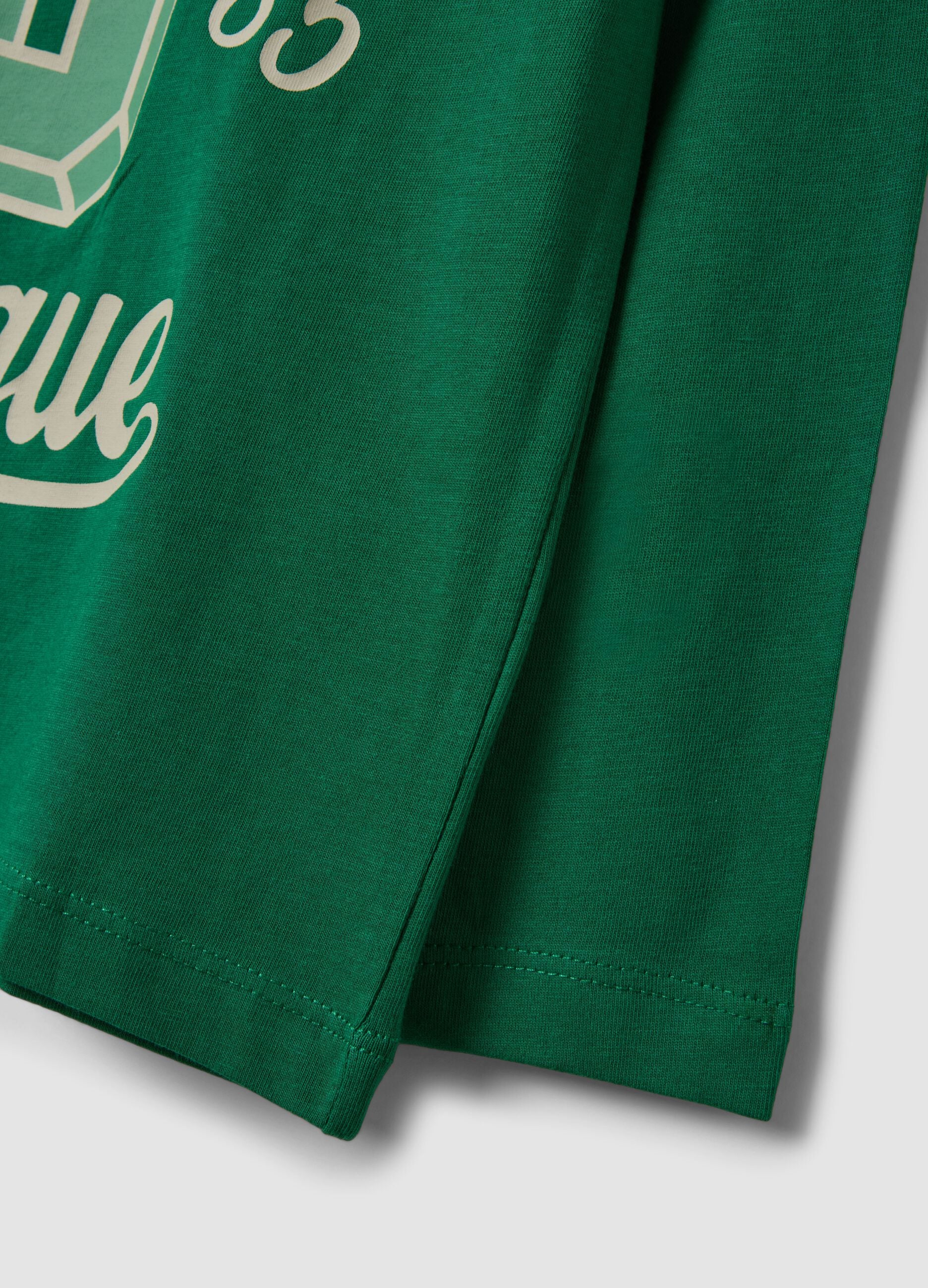 Green crew-neck T-shirt in pure organic cotton