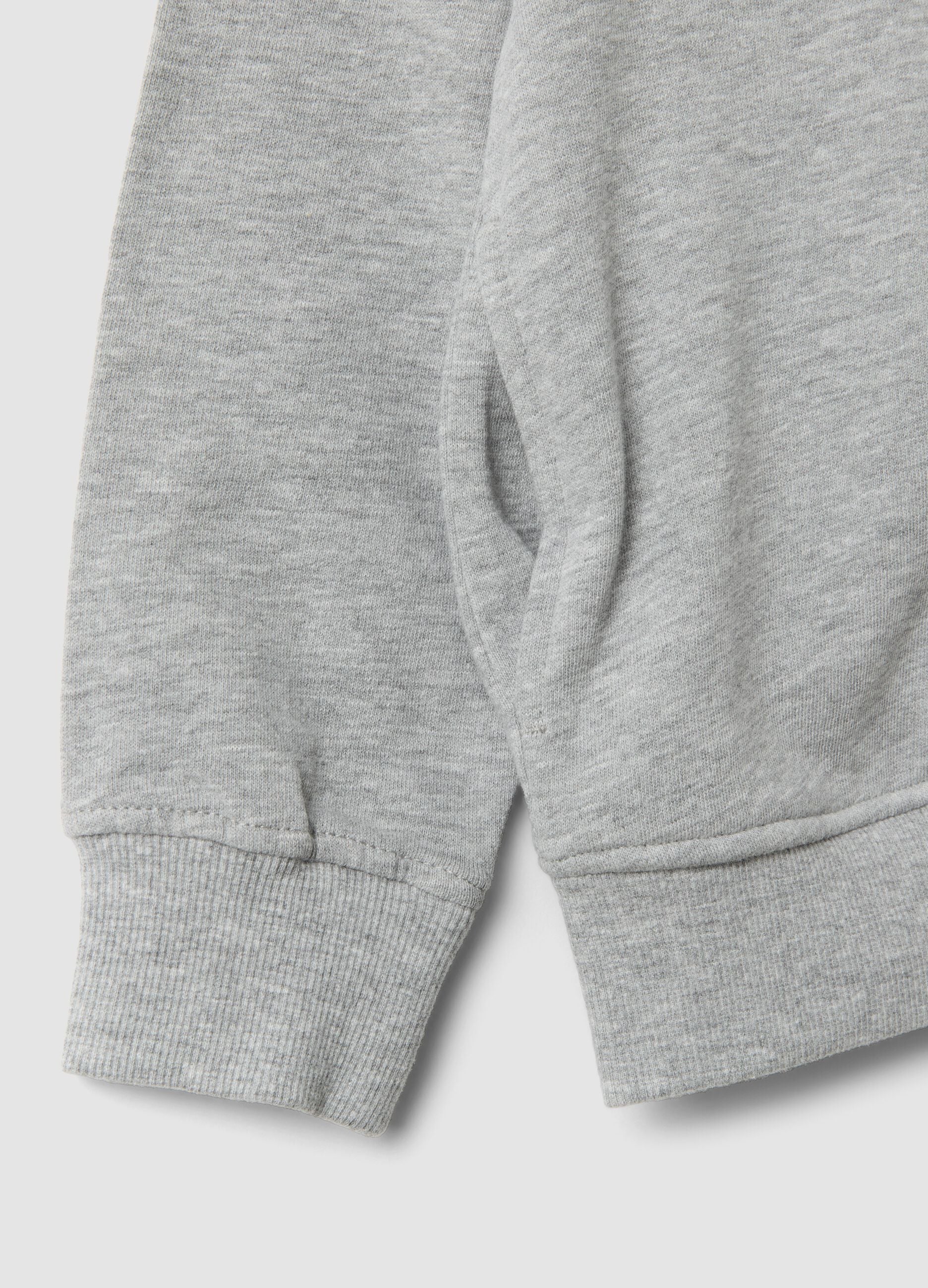 Grey organic cotton sweatshirt with high neck for boys
