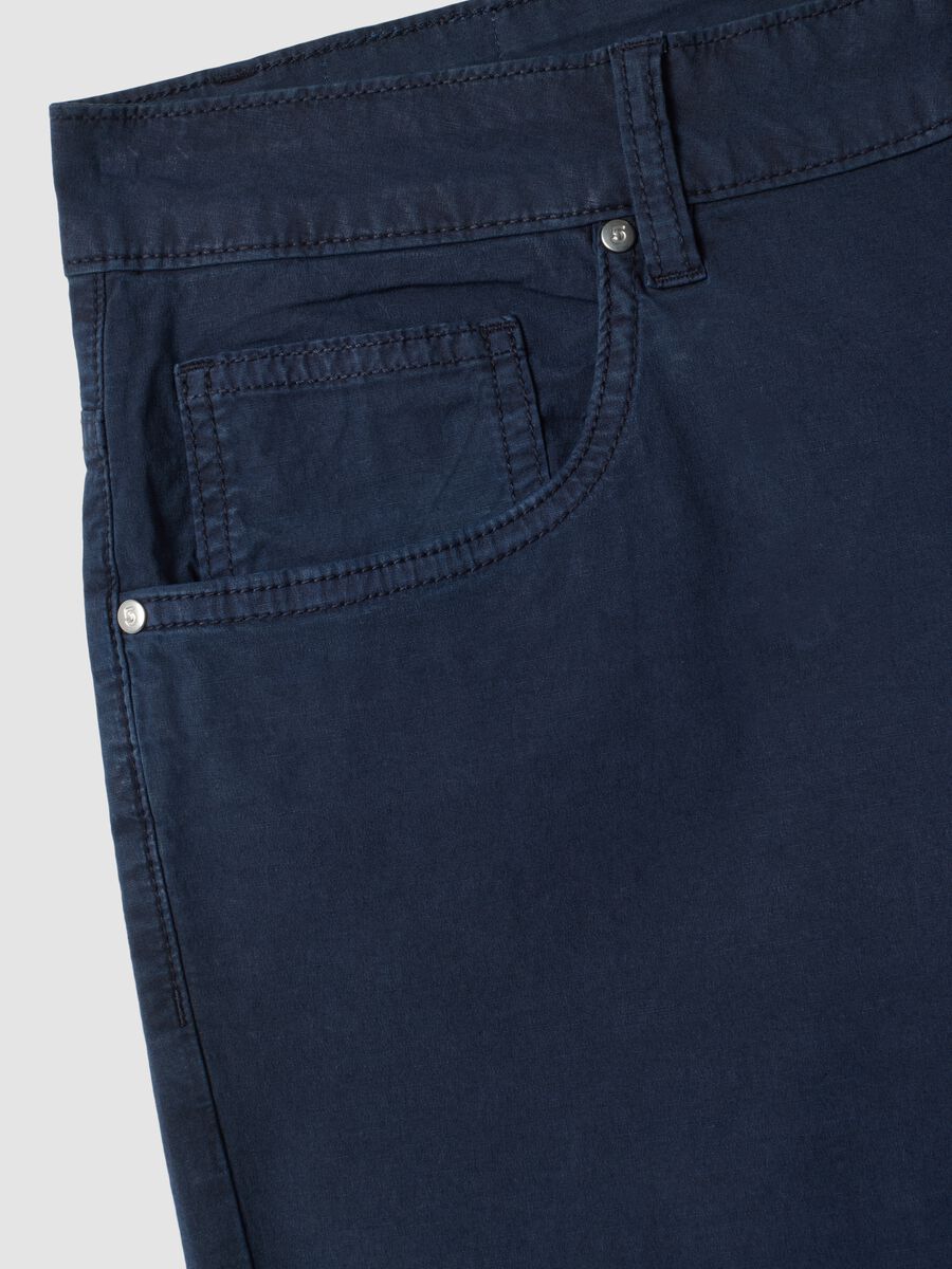 Blue regular-fit stretch cotton bermuda shorts_5