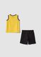 Yellow and black pure cotton set with top and shorts for baby boys, regular fit_1