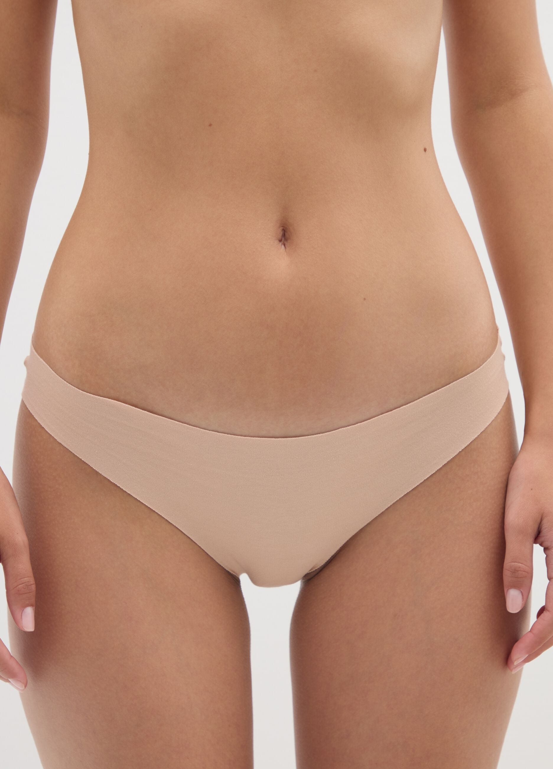 Regular Fit Beige Stretch Cotton Briefs
