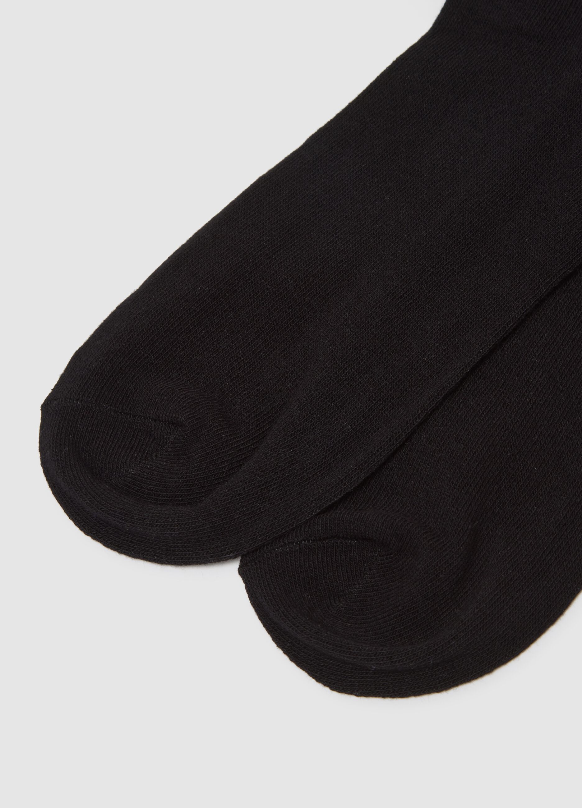Three-pack of long black cotton blend socks, regular fit