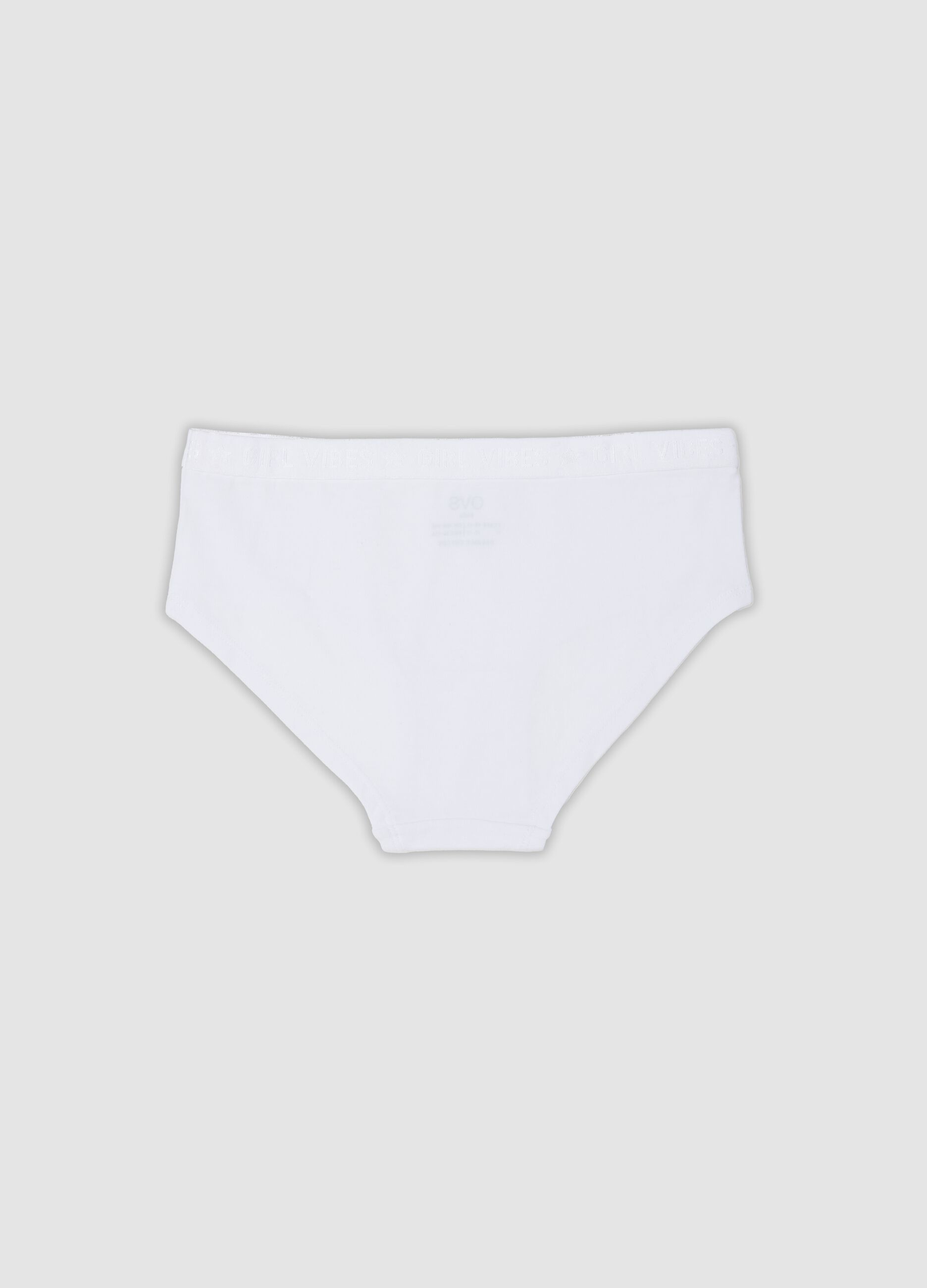 White organic stretch cotton briefs for girls