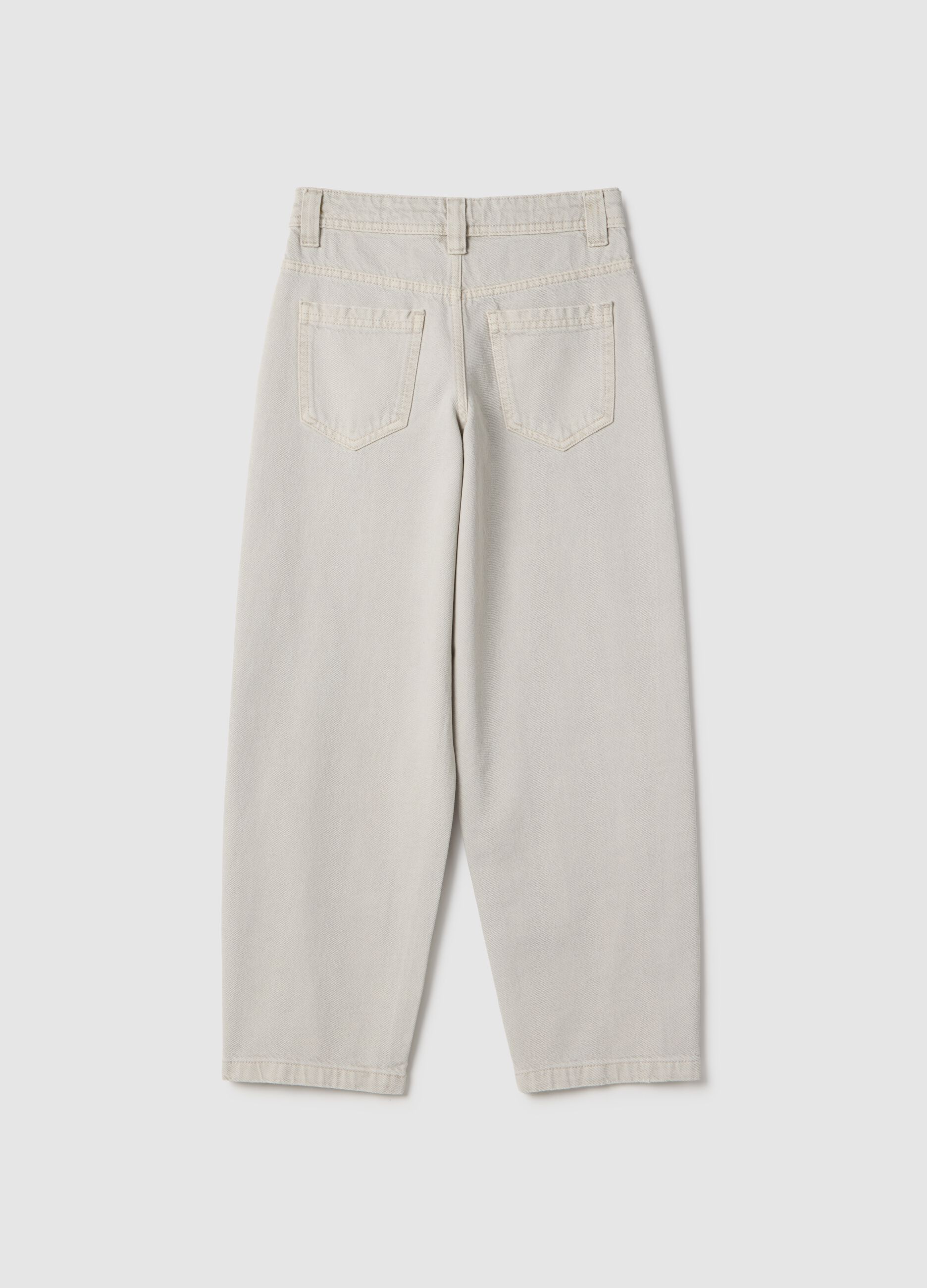 Grey pure cotton balloon fit jeans for girls