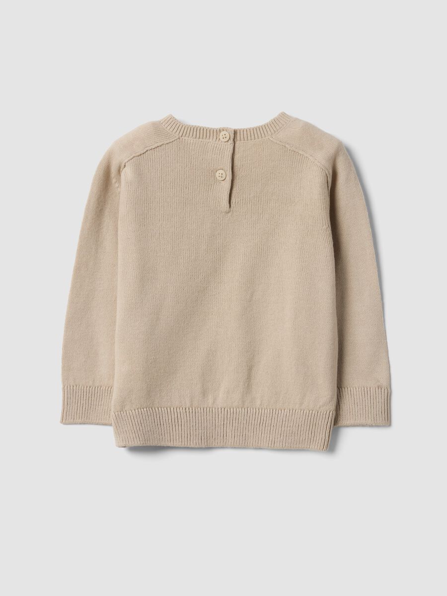Beige cotton-blend crew-neck jumper for baby boy_1