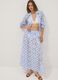 Blue organic cotton skirt with broderie anglaise embroidery_0