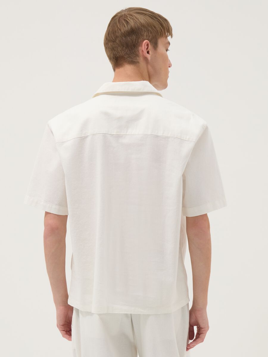 White linen-cotton blend shirt_3