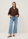 Brown viscose-blend regular-fit blouse with mandarin collar_0