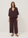 Short brown pure cotton kaftan with V-neck_1