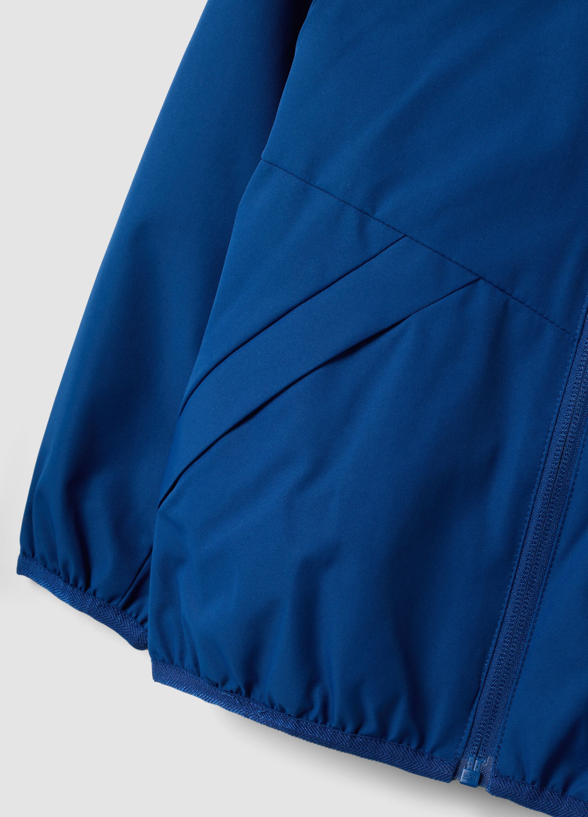 Blue oversized hooded zip jacket for boys