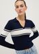 Blue sweater with polo collar in viscose blend_0