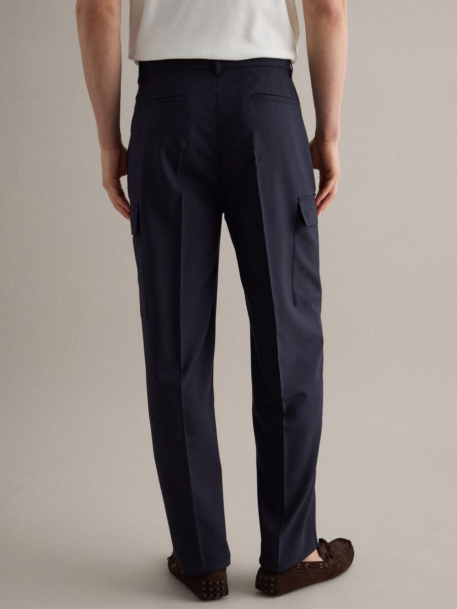 Stylish Blue Regular Fit Cargo Trousers_3