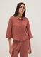Camicia in misto viscosa e lino a righe bianche e rosse regular fit_0