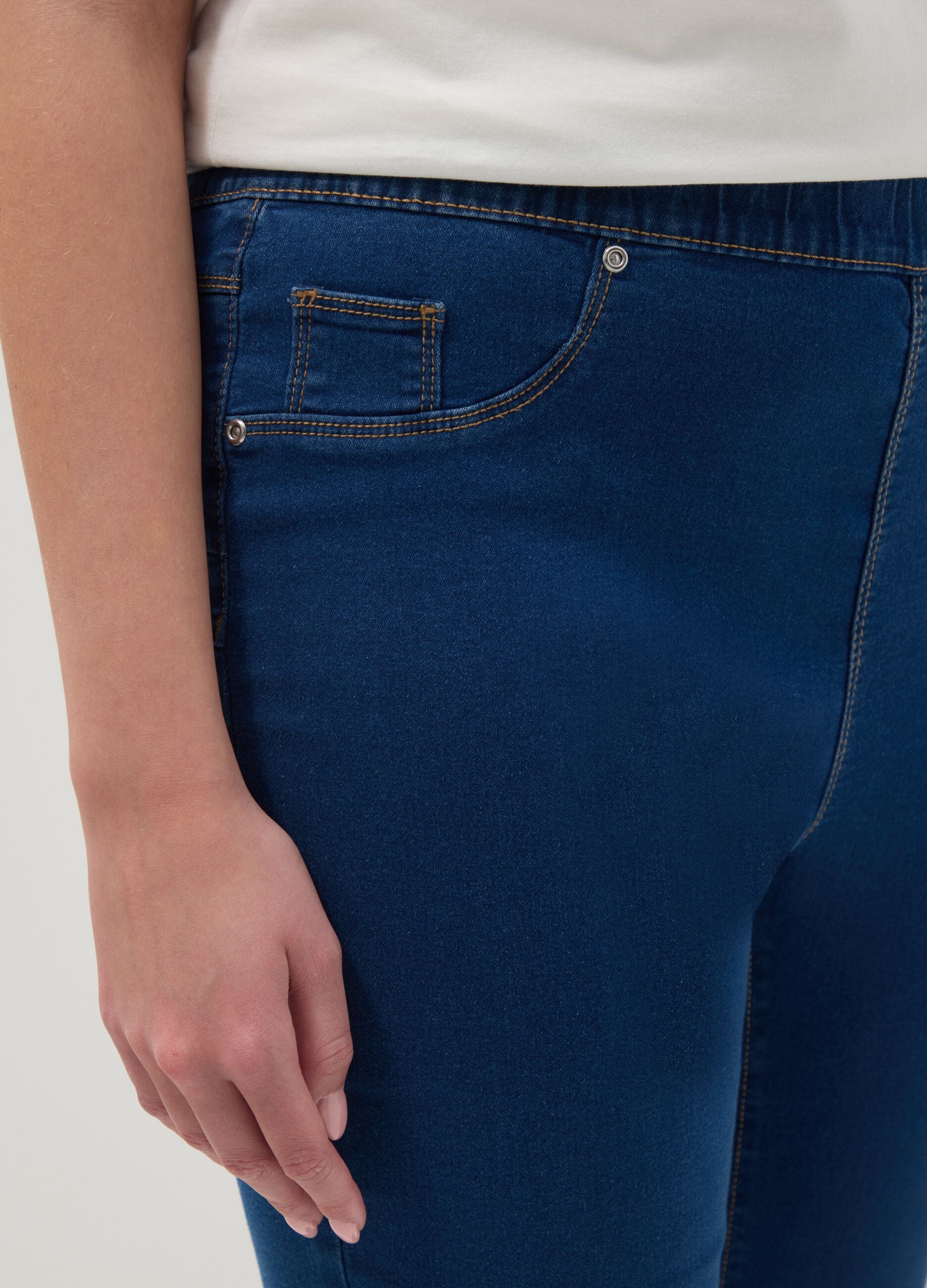 Blue Bootcut Trousers in Stretch Cotton Regular Fit