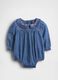 Denim bodysuit with embroidered collar_0