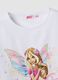 T-shirt bianca in cotone elasticizzato con maniche volant per bambina regular fit_3
