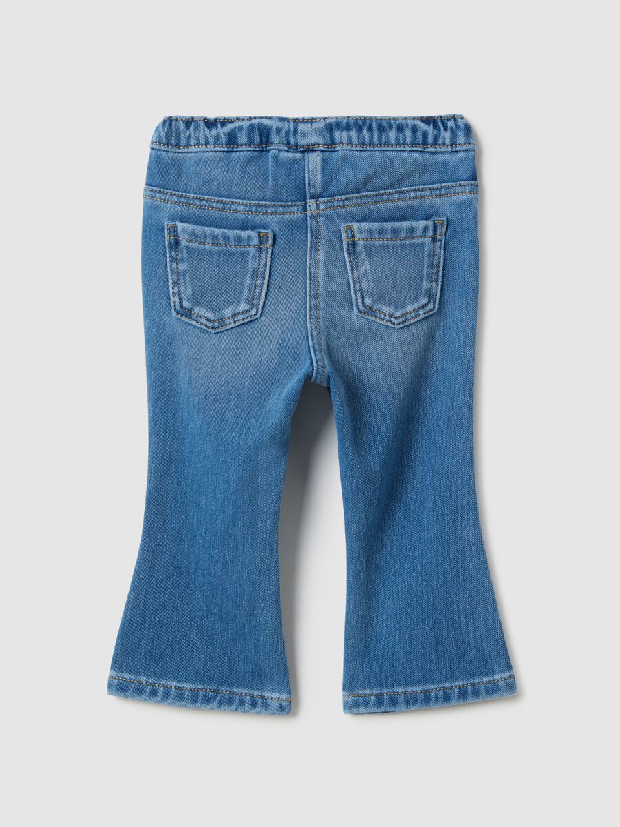 Jeggings in denim blu in misto cotone flare fit per bimba_1
