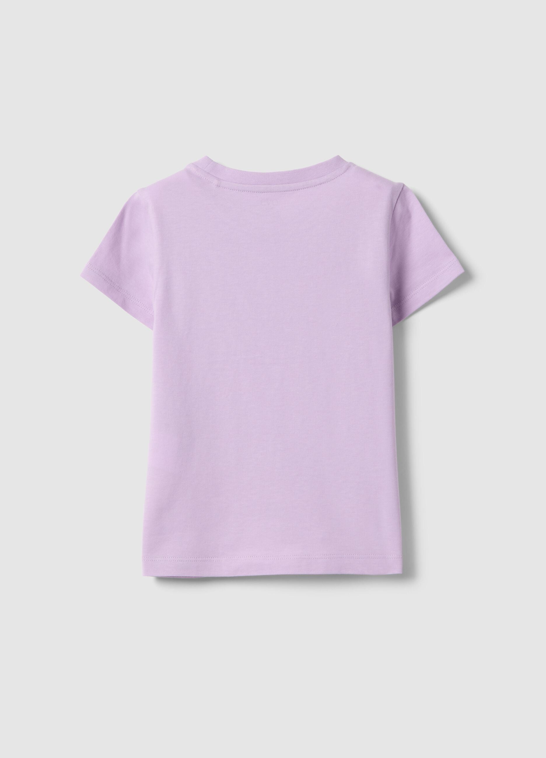 Girls' regular fit pure cotton violet T-shirt with print