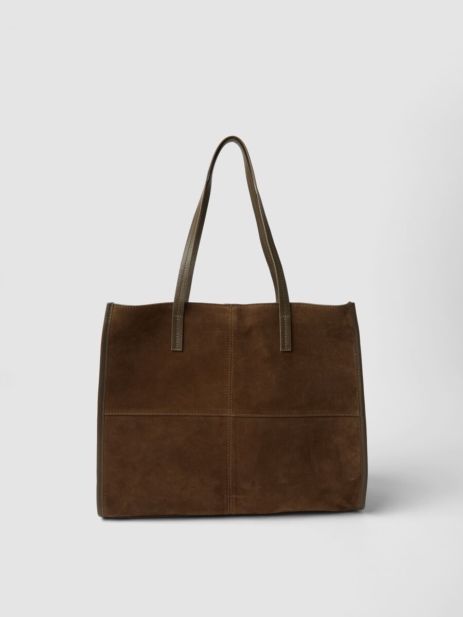 Borsa marrone in vera pelle a doppio manico_0