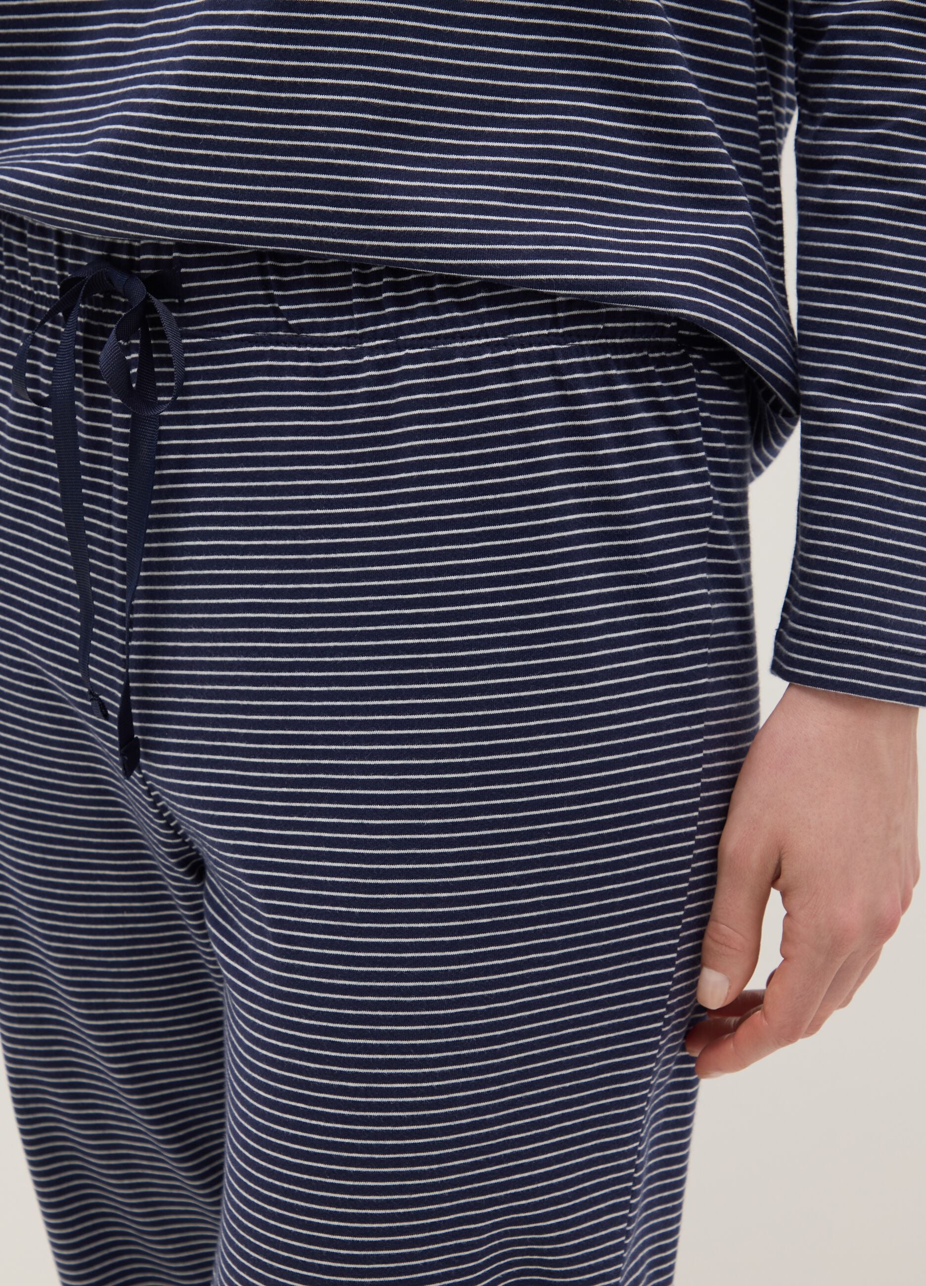Multicolour striped pure cotton regular fit pyjama trousers