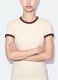 Beige fitted stretch cotton T-shirt with contrast trims_3