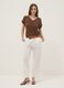 Brown stretch viscose V-neck T-shirt_1