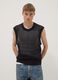 Black pure cotton mesh sleeveless top, oversized fit_1