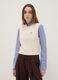 Beige pure cotton regular fit waistcoat with cable knit design_2