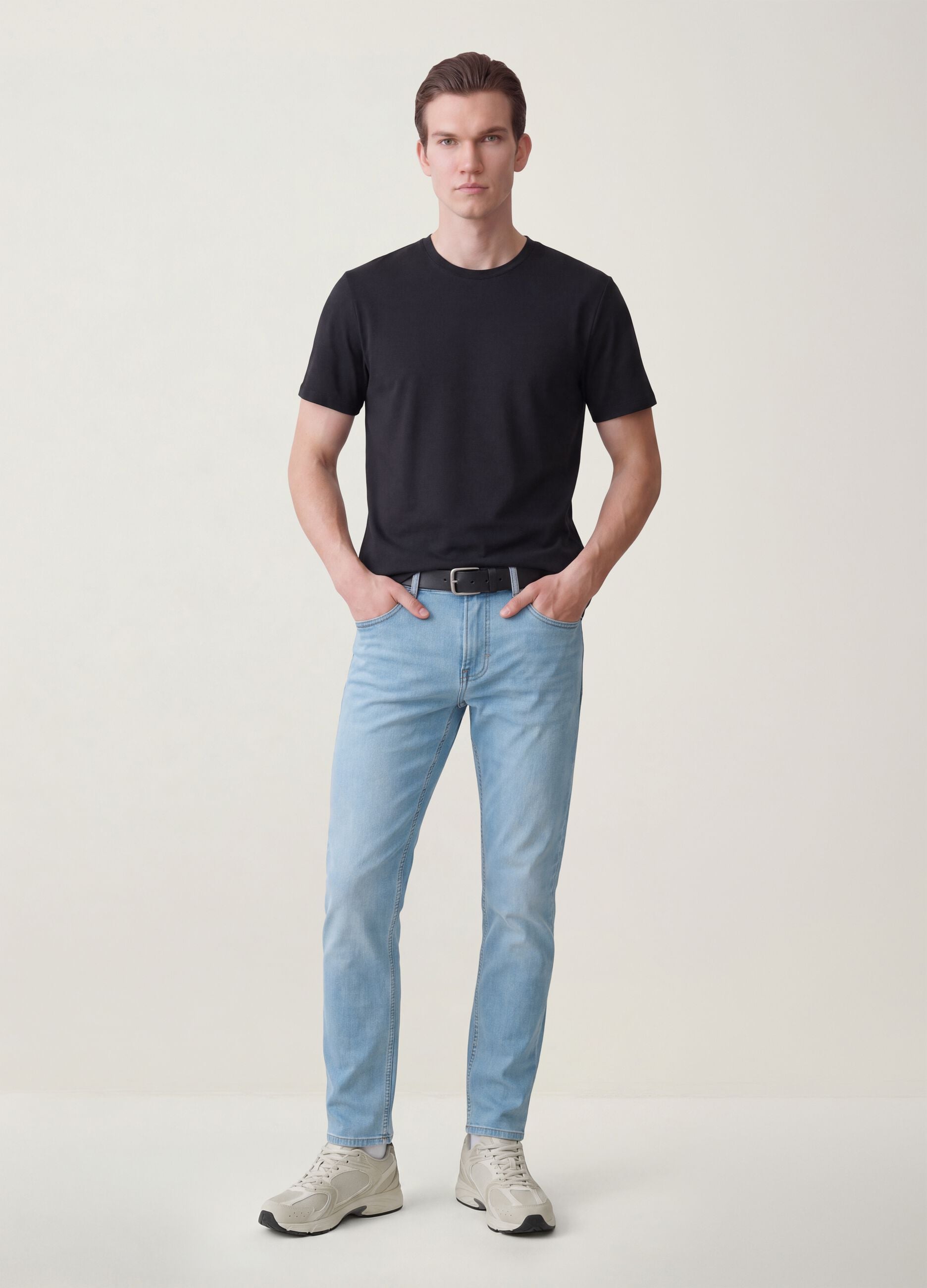 Light blue slim-fit stretch cotton jeans