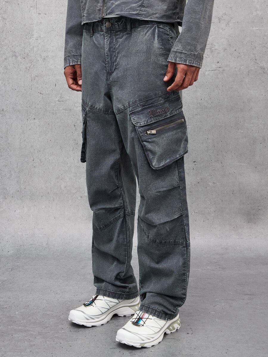 Washed Grey Cargo Trousers_2