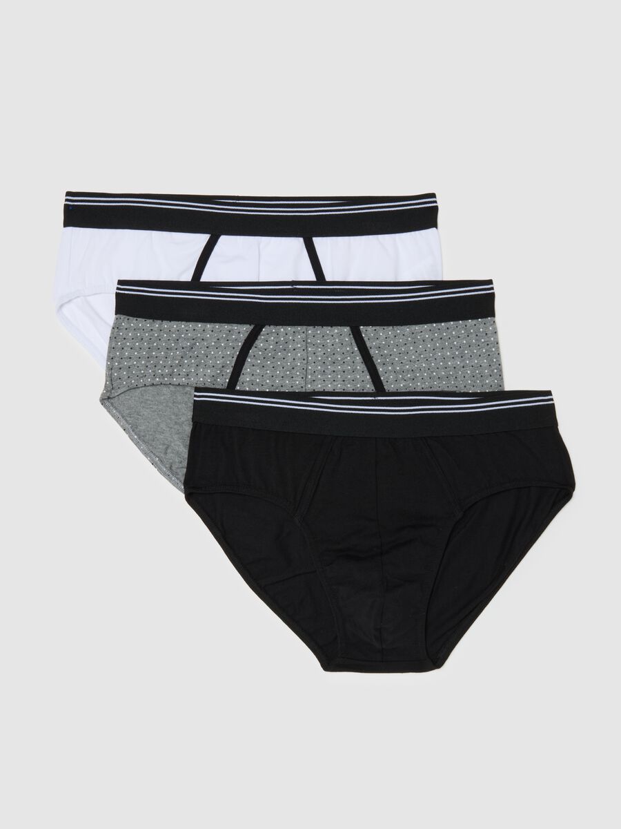 Tripack of multicoloured check pattern briefs in stretchy cotton with regular fit_4