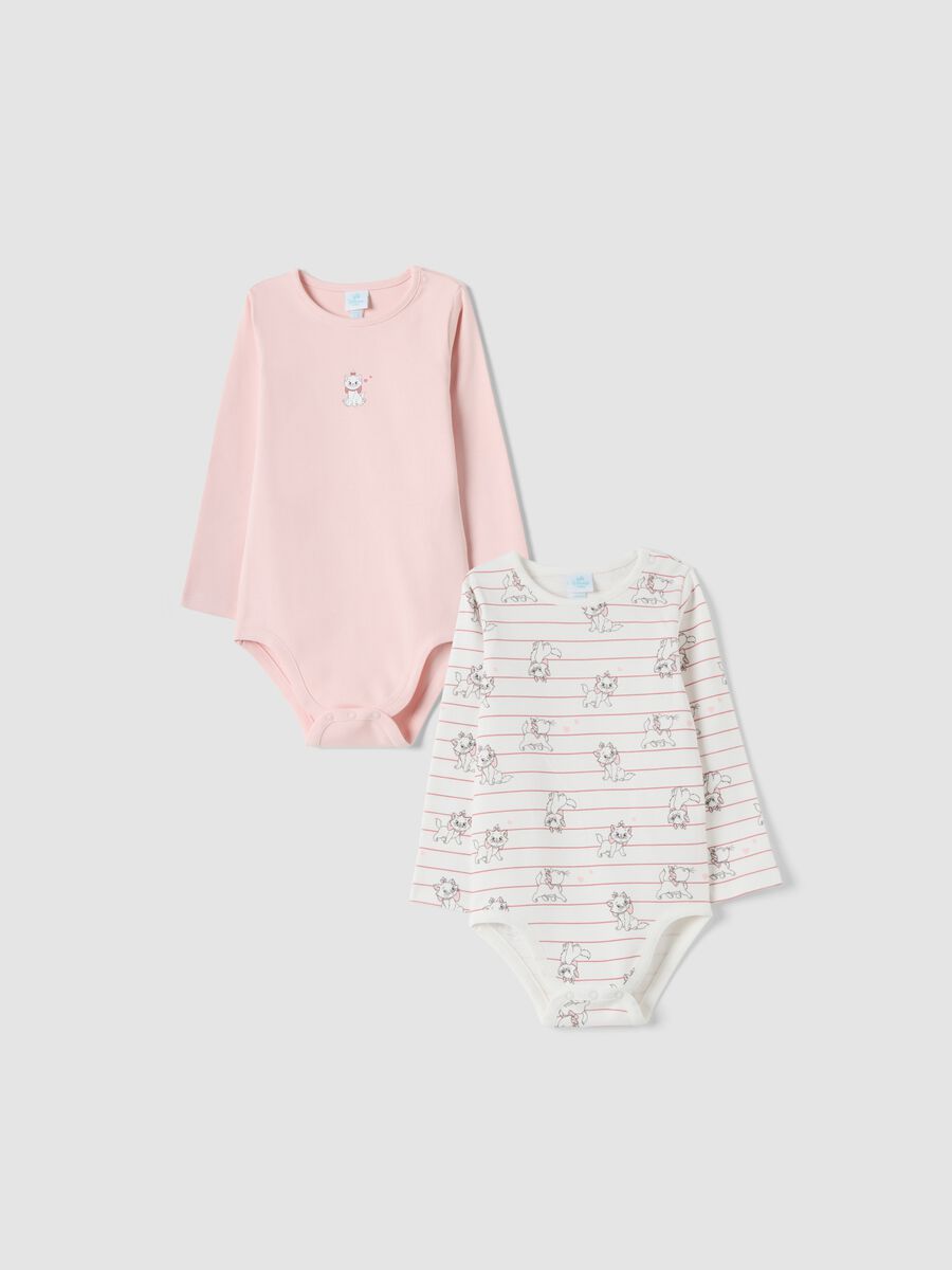 2-pack pink and white organic cotton baby bodysuits with Aristocats print_0