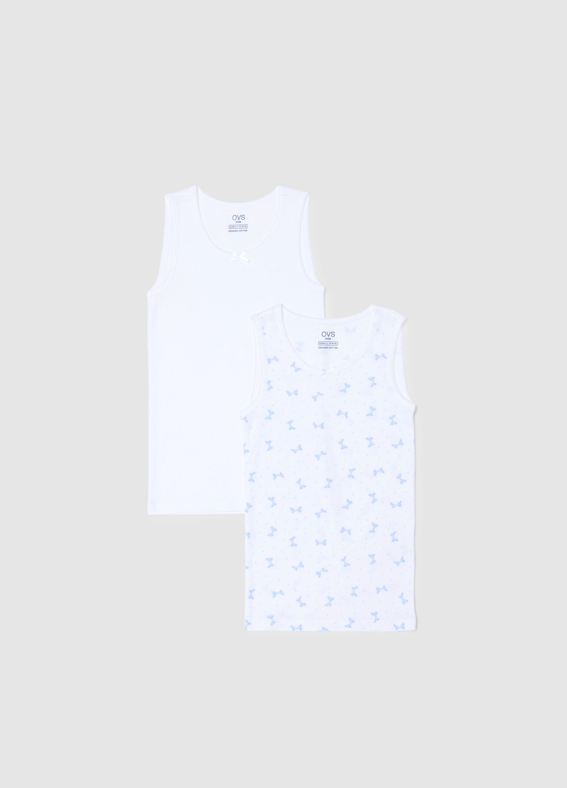 Twin pack of white girls' vests in pure cotton regular fit