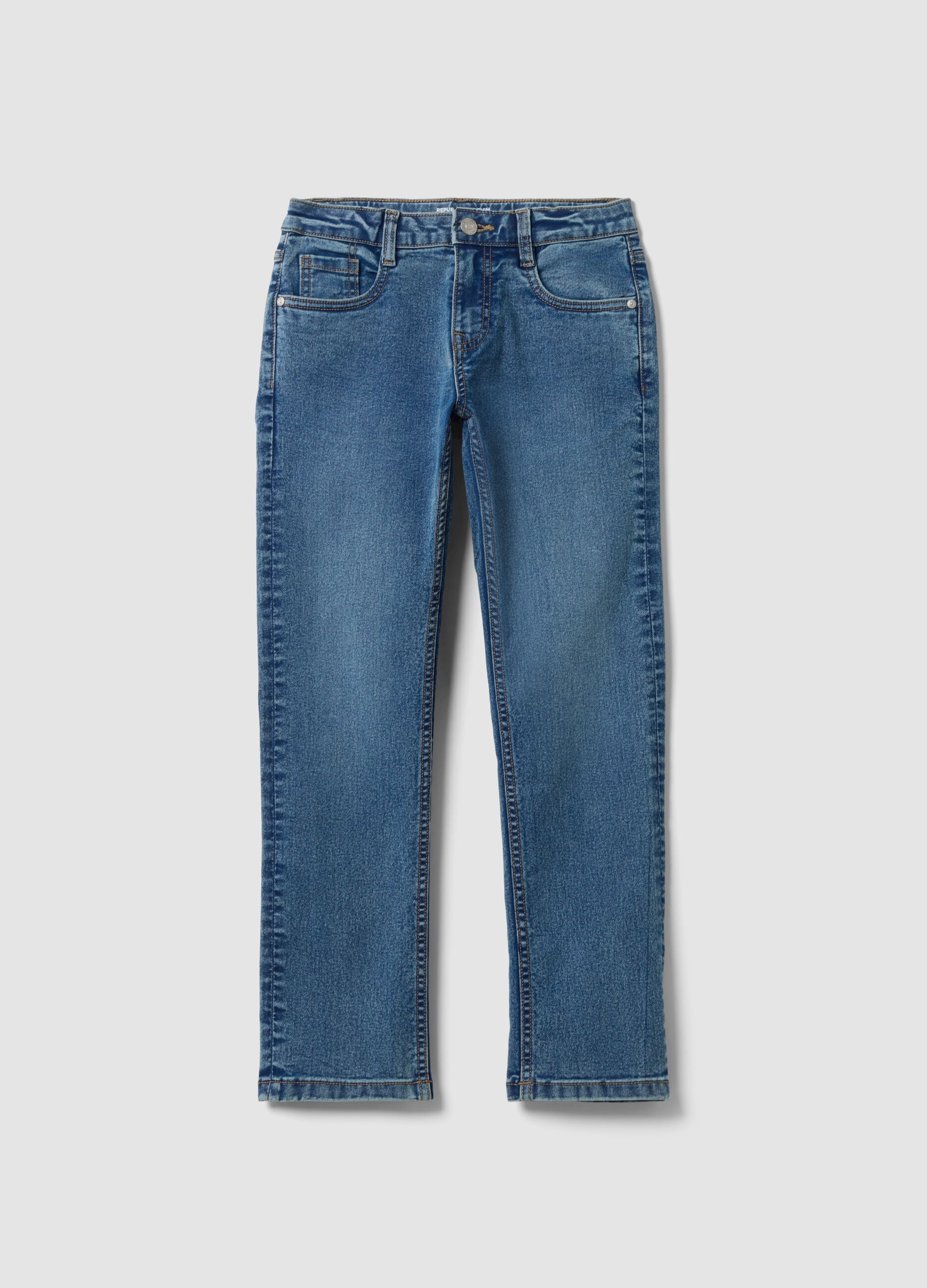 Boys&rsquo; regular-fit blue stretch cotton jeans