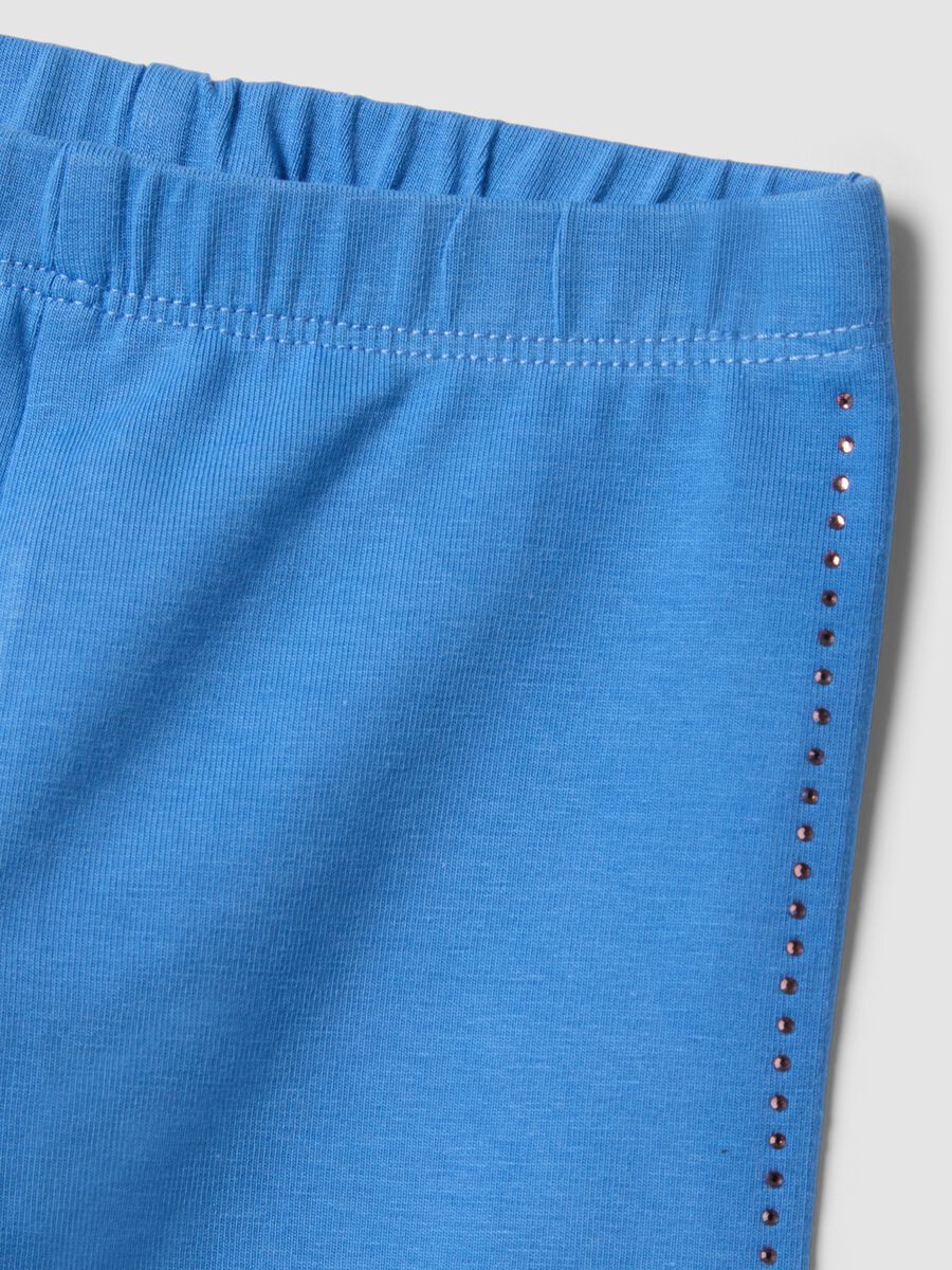 Leggings azzurri in cotone organico elasticizzato da bimba slim fit_2