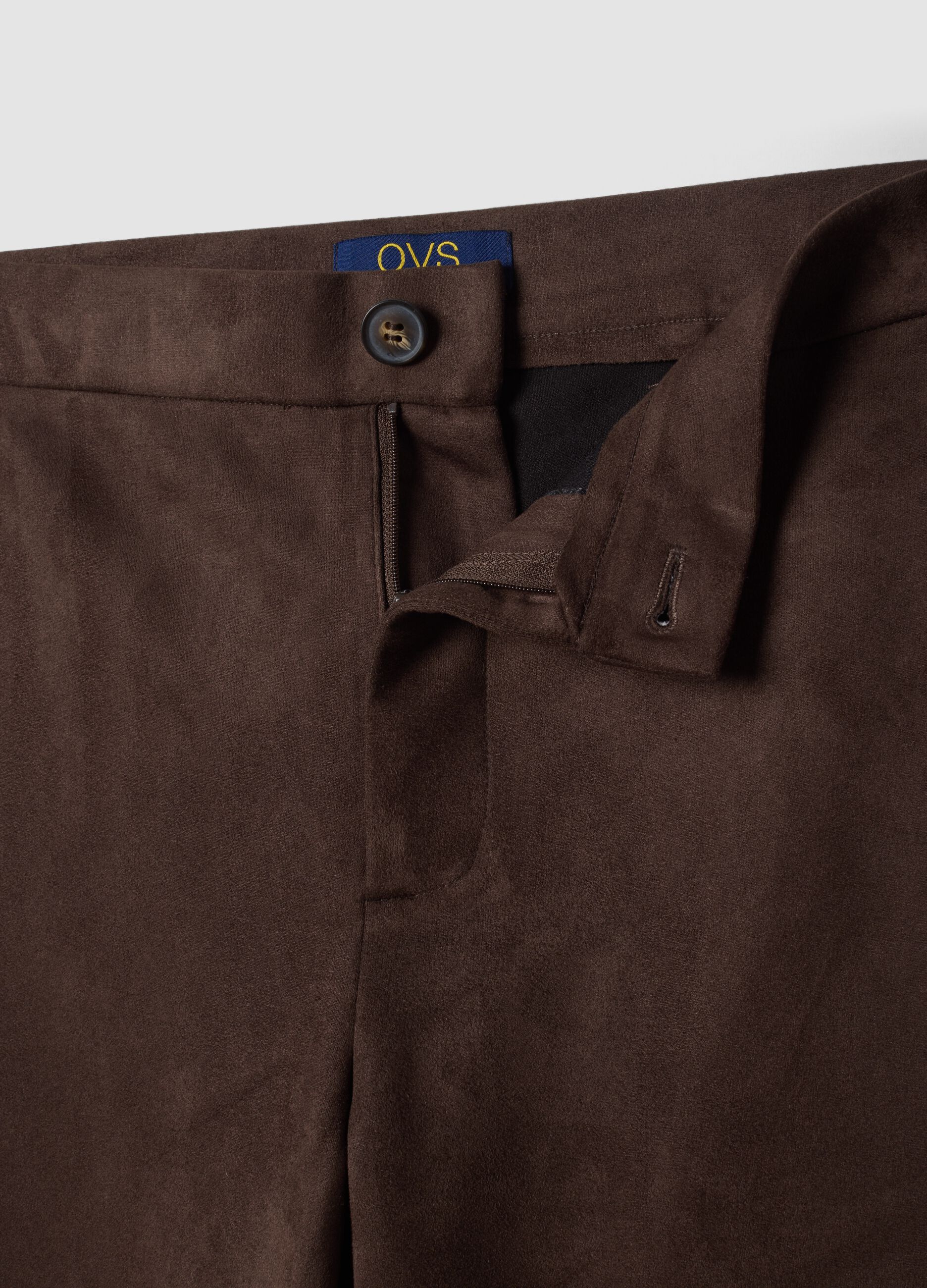 Brown flared trousers in stretch fabric
