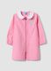 Pink gingham nursery apron with zip, white collar and Frozen embroidery_0