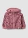 Felpa rosa con cappuccio in cotone elasticizzato e fantasia animalier per bimba_0