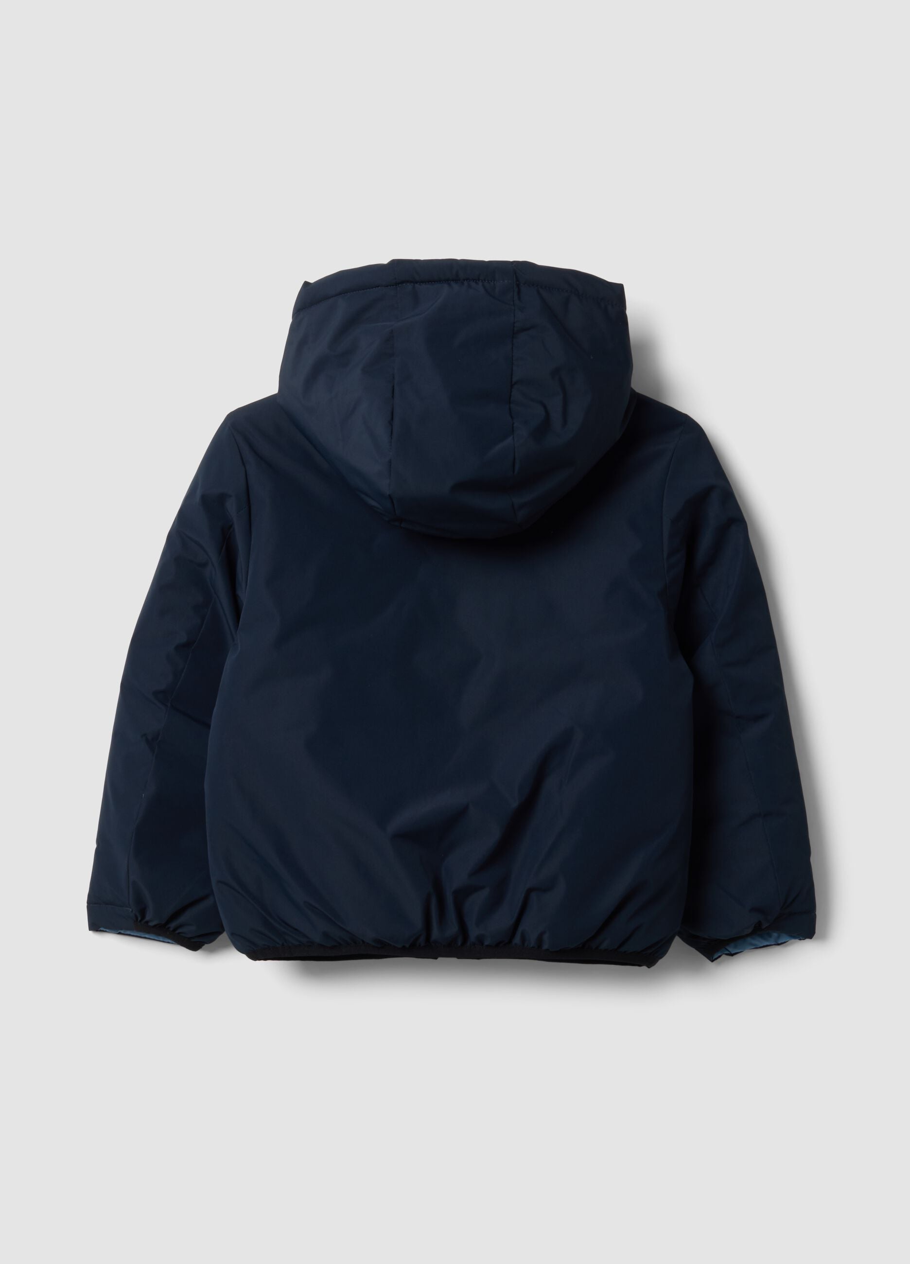 Reversible ultralight hooded zip jacket in light blue for boys