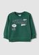 Green pure cotton crew-neck sweatshirt with print for boys, regular fit_0