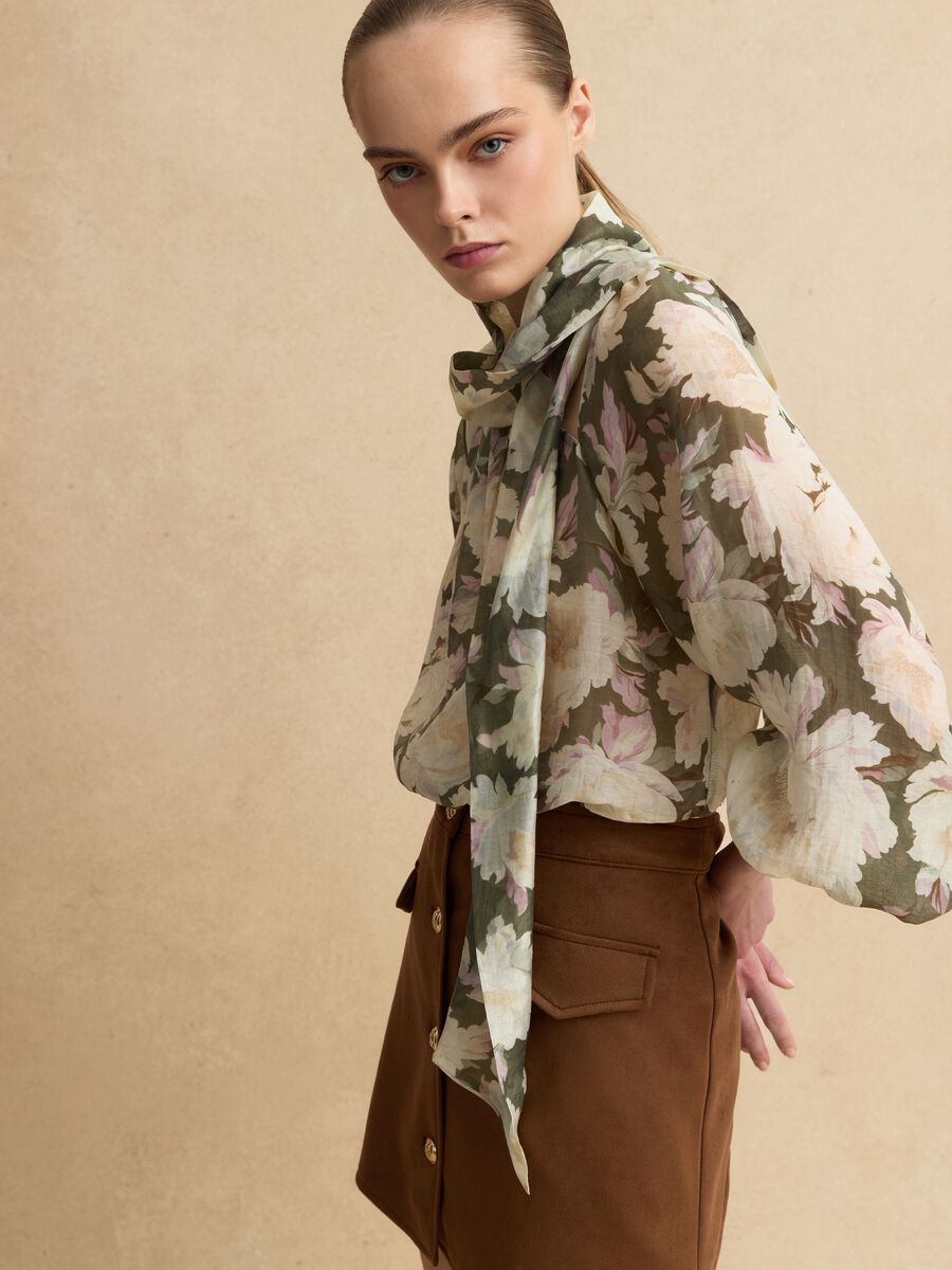 Multicoloured Lyocell blend regular fit shirt with floral patterns_1