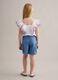 Blue pure lyocell cargo shorts for girls, regular fit_1