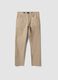 Beige regular-fit stretch cotton twill trousers_0